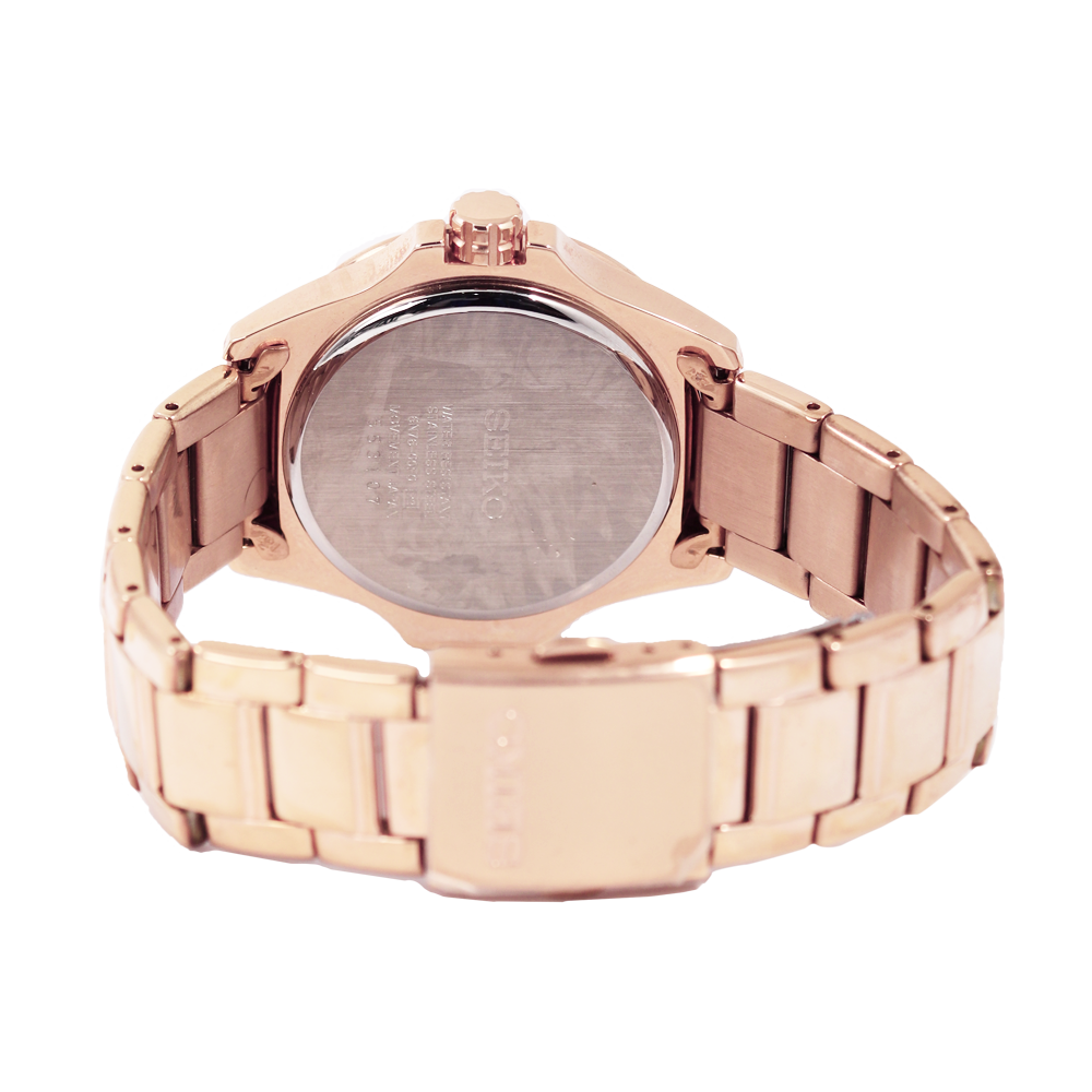 Jam Tangan Seiko SUR802P1 Women Lord Swarovski Crystal Rose Gold Dial Rose Gold Stainless Steel Strap