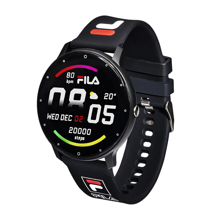 Jam Tangan FILA Smart Watch FL38SW25B Unisex Full Screen Touch Display Black Silicone Strap