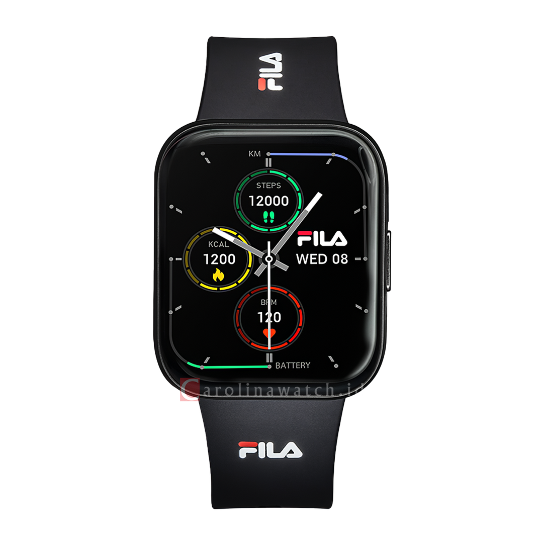 Jam Tangan FILA Smartwatch FL38SW26B Unisex Full Screen Touch Display Black Silicone Strap