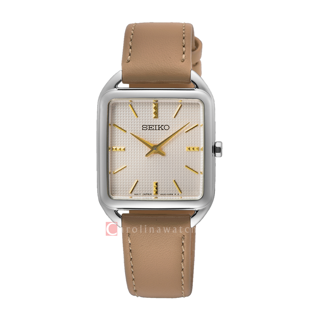 Jam Tangan Seiko Ladies SWR089P1 Madam Beige Dial Brown Leather Strap