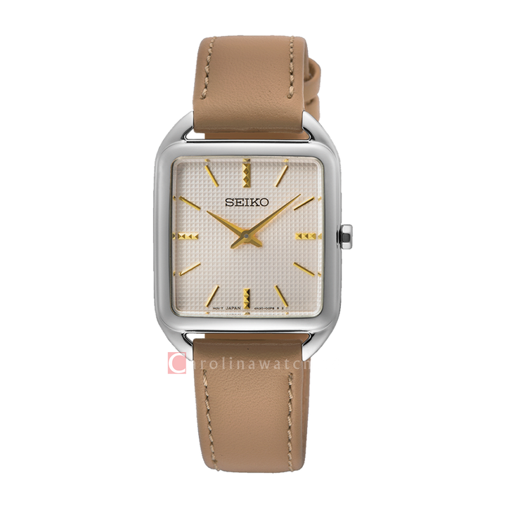 Jam Tangan Seiko Ladies SWR089P1 Madam Beige Dial Brown Leather Strap