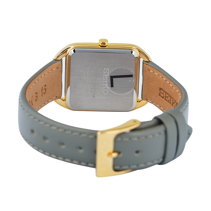 Jam Tangan Seiko Classic SWR090P1 Madam Gold Dial Grey Leather Strap
