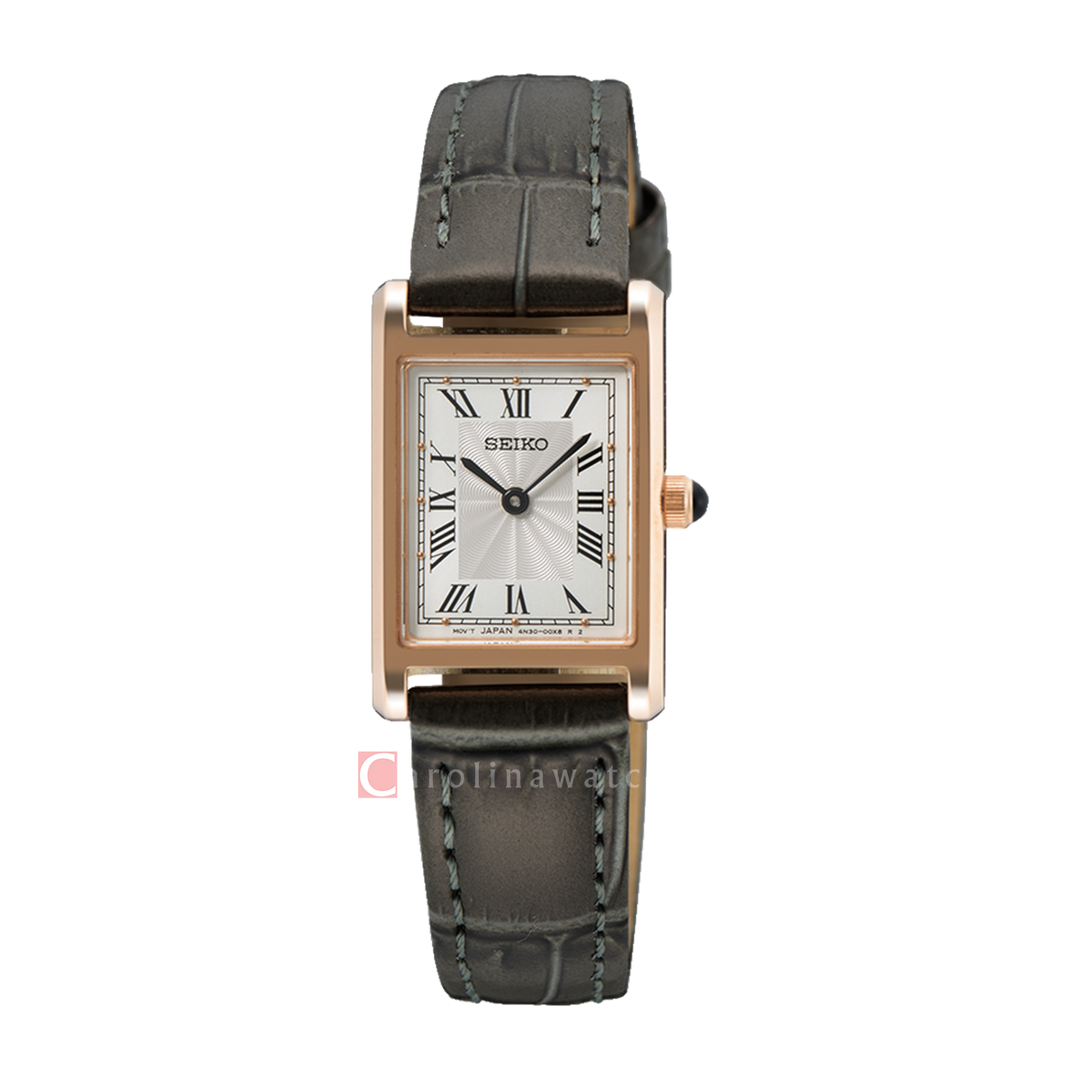 Jam Tangan Seiko Ladies SWR096PI Silver Dial Charcoal Leather Strap