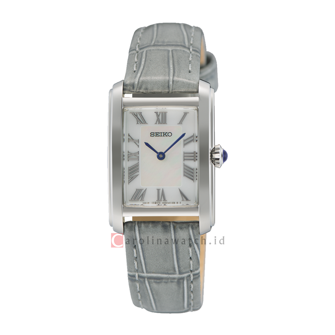 Jam Tangan Seiko Classic SWR099P1 Tank Discover More Ladies White Dial Grey Leather Strap