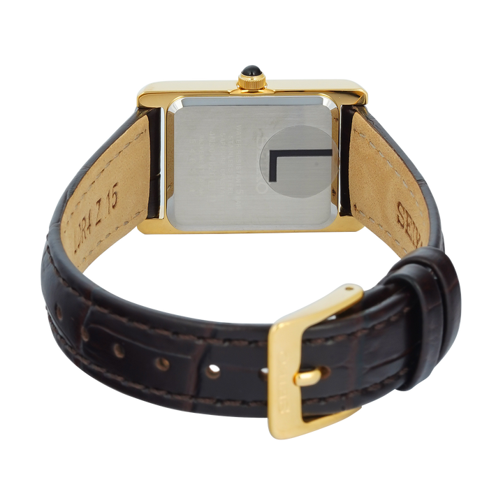 Jam Tangan Seiko Classic SWR110P1 Tank Women Gold Dial Brown Leather Strap