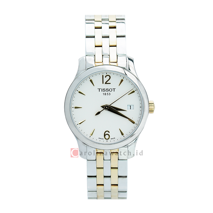 Jam Tangan TISSOT T-Classic T0632102203700 Tradition Women Silver Dial Dual Tone Stainless Steel Strap