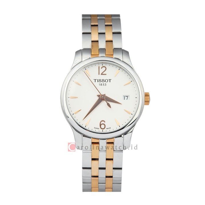 Jam Tangan TISSOT T-Classic T0632102203701 Tradition Women Silver Dial Dual Tone Stainless Steel Strap