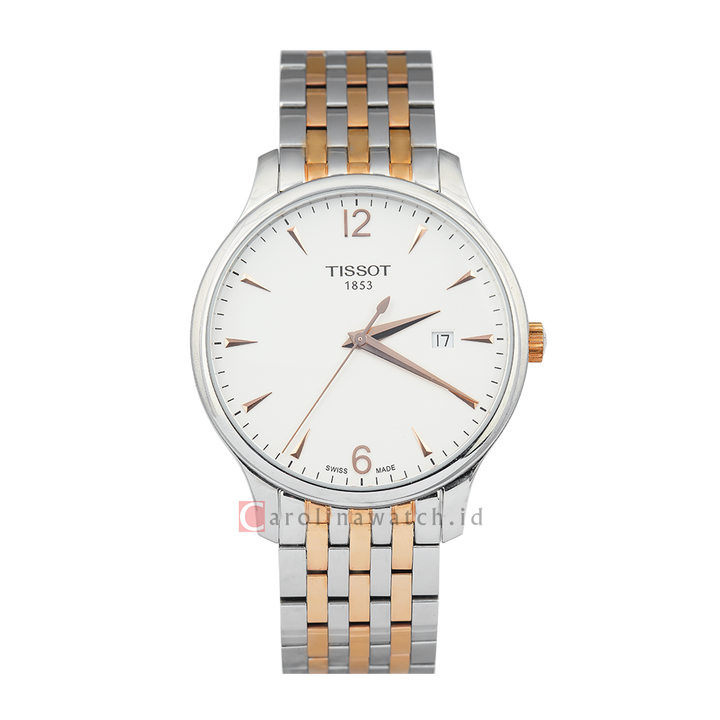 Jam Tangan TISSOT T-Classic T0636102203701 Tradition Men Silver Dial Dual Tone Stainless Steel Strap