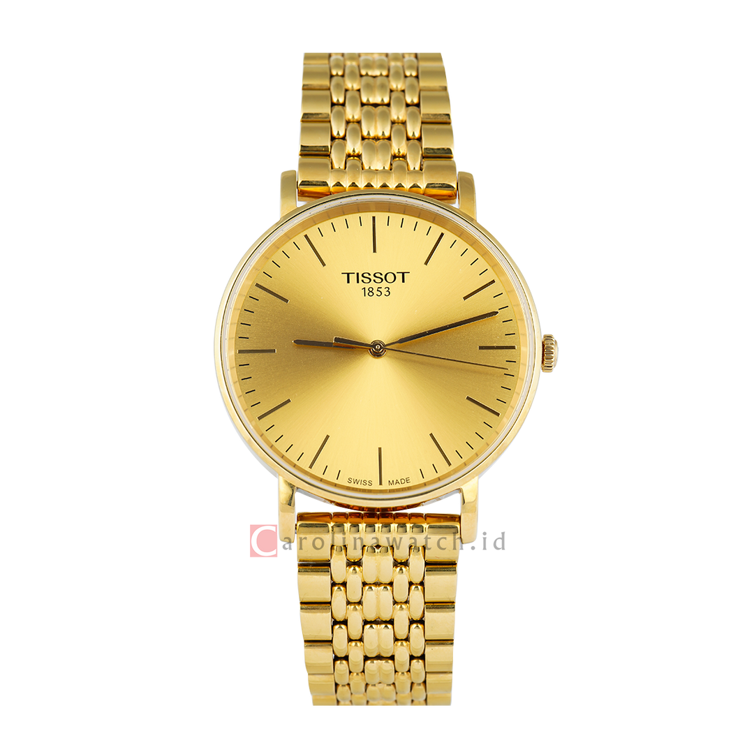 Jam Tangan TISSOT T-Classic Everytime T1094103302100 Men Gold Dial Gold Stainless Steel Strap