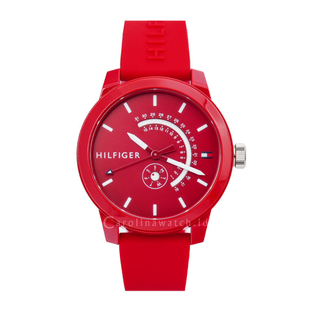 Jam Tangan TOMMY HILFIGER TH1791480 Men Red Dial Red Rubber Strap