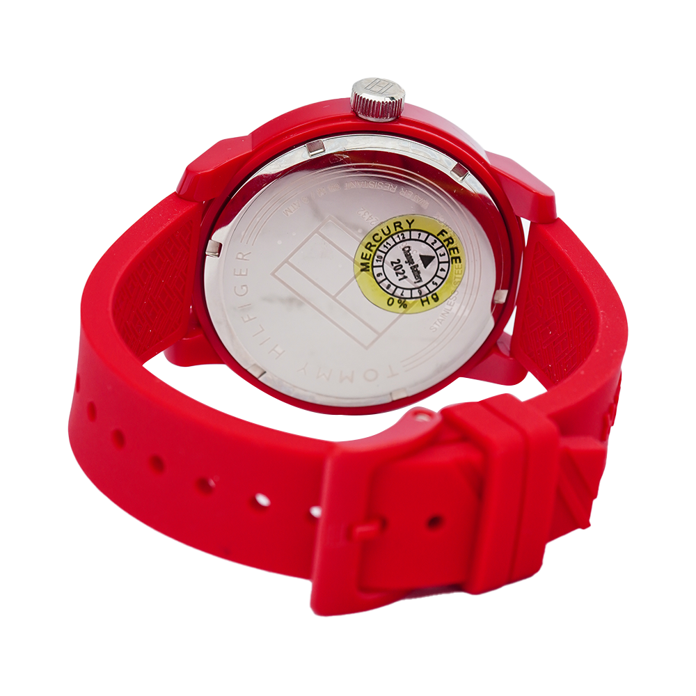 Jam Tangan TOMMY HILFIGER TH1791480 Men Red Dial Red Rubber Strap
