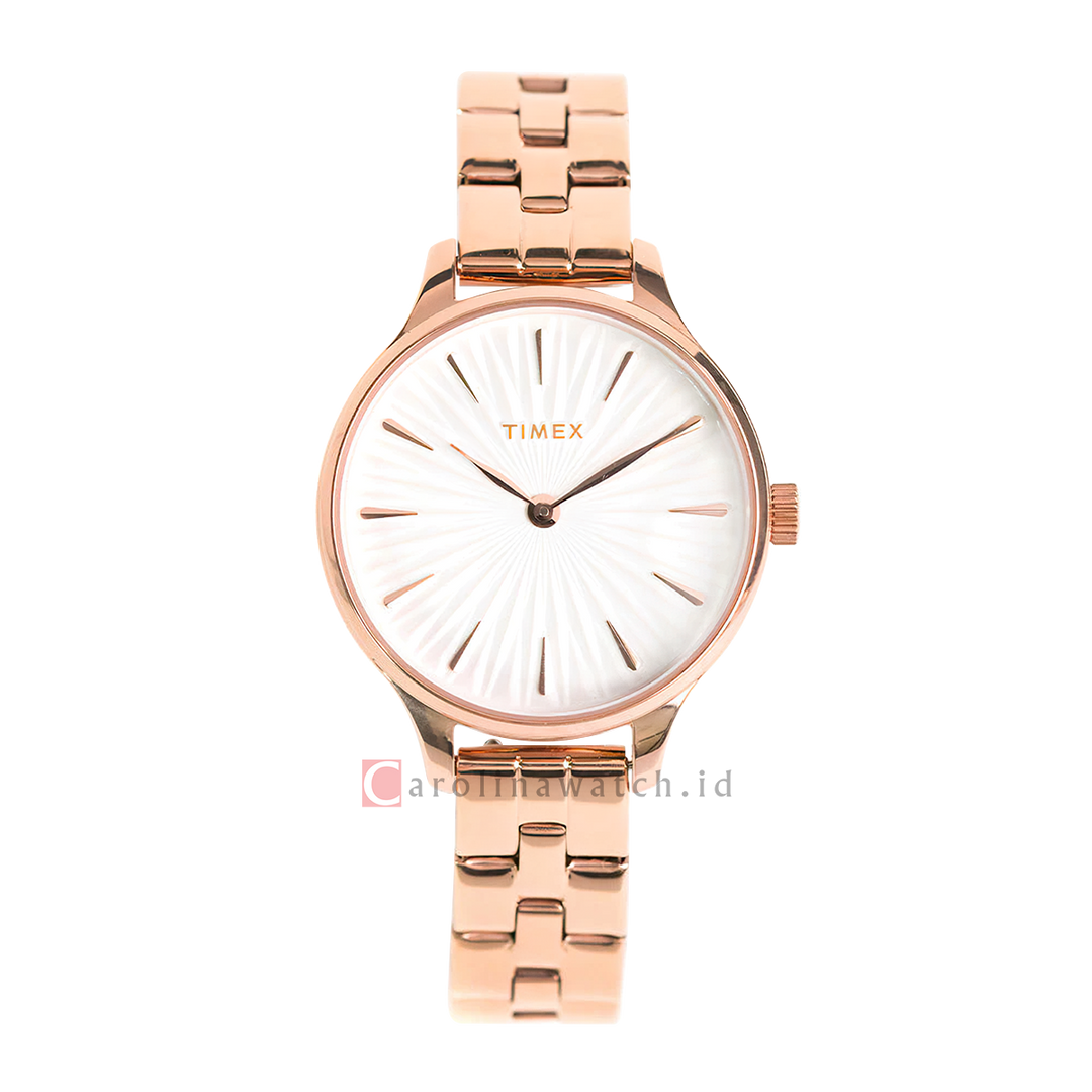 Jam Tangan Timex Sharon TW00NTD86E Women White Dial Rose Gold Stainless Steel Strap