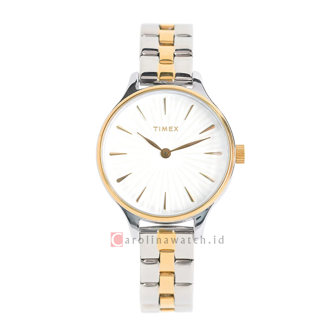Jam Tangan Timex Sharon TW00NTD87E Women White Dial Dual Tone Stainless Steel Strap