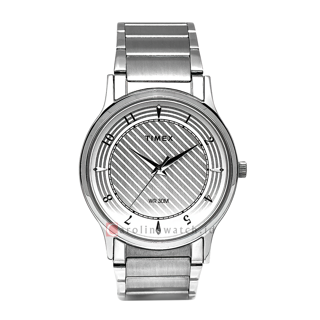 Jam Tangan Timex R4 Series 3-Hand TW00R409E Men Silver Dial Stainless Steel Strap