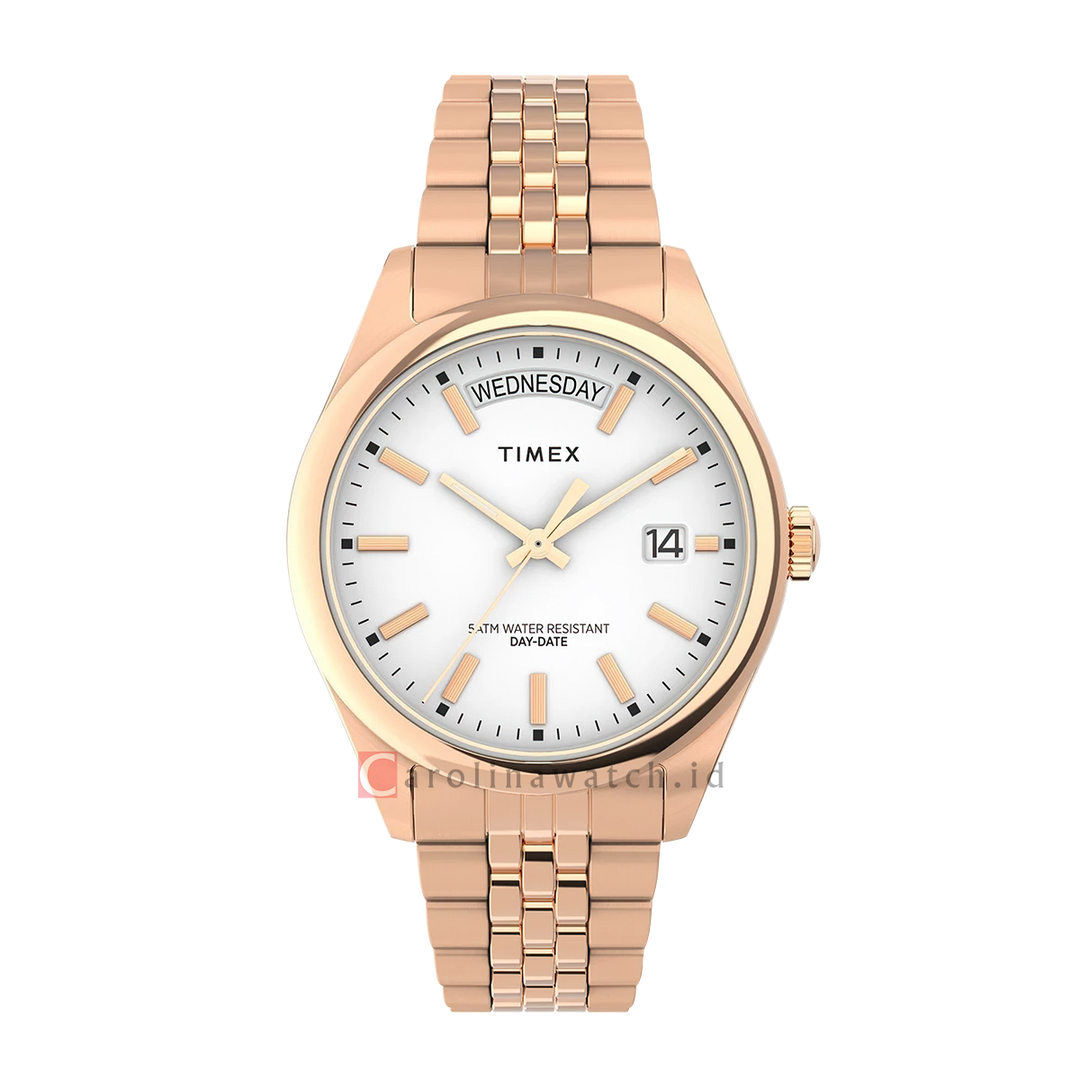 Jam Tangan Timex Legacy TW2W32200V5 Women White Dial Rose Gold Stainless Steel Strap
