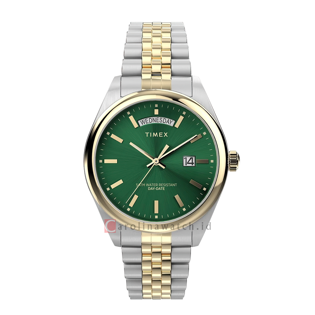 Jam Tangan Timex Legacy TW2W42800V5 Men Green Dial Dual Tone Stainless Steel Strap