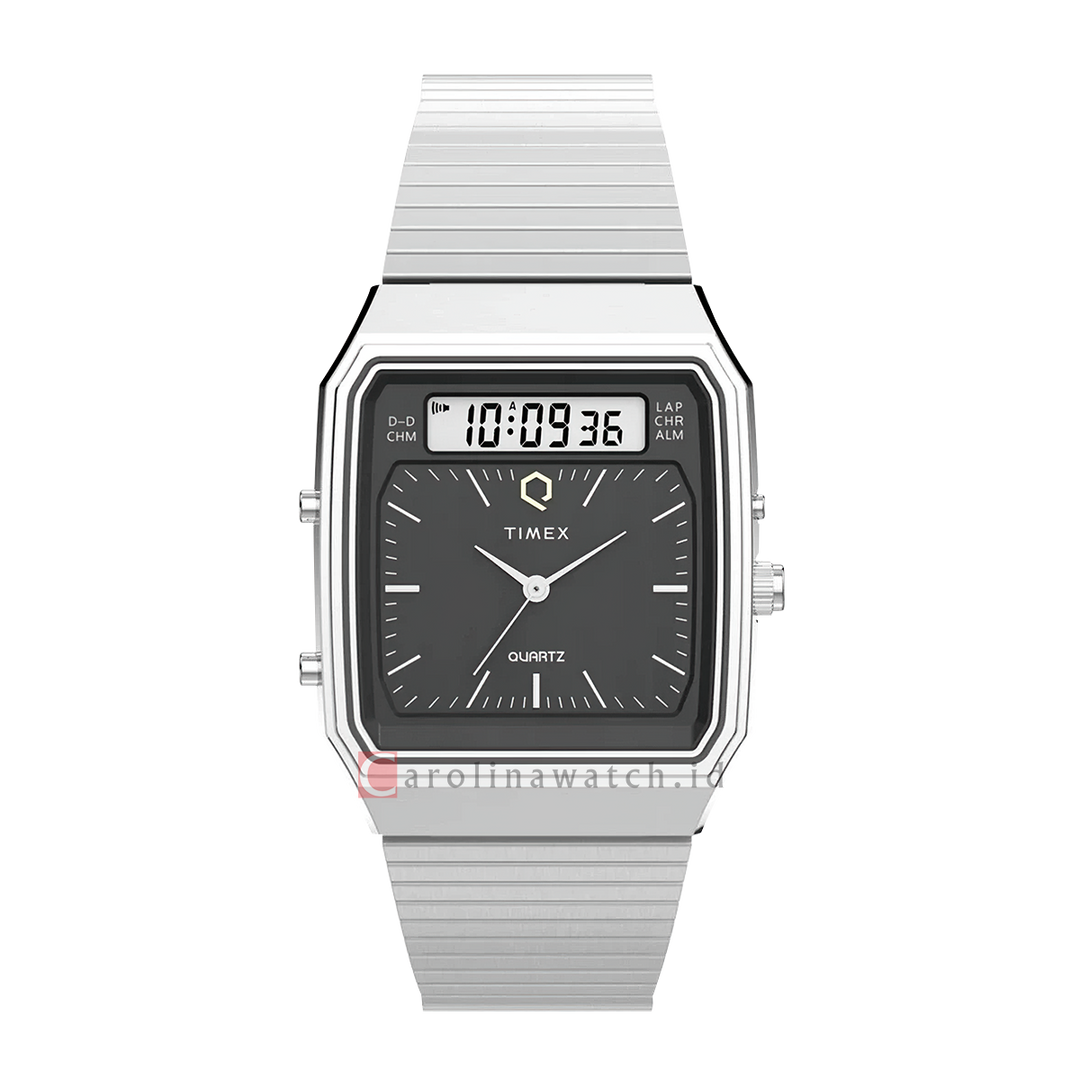 Jam Tangan Timex  Ana-Digi Reissue TW2Y05900V5 Men Black Digital Analog Dial Stainless Steel Strap