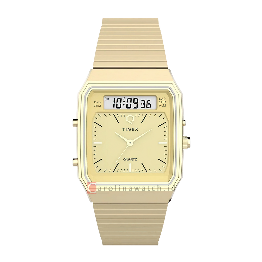 Jam Tangan Timex  Ana-Digi Reissue TW2Y06000V5 Men Gold Digital Analog Dial Gold Stainless Steel Strap