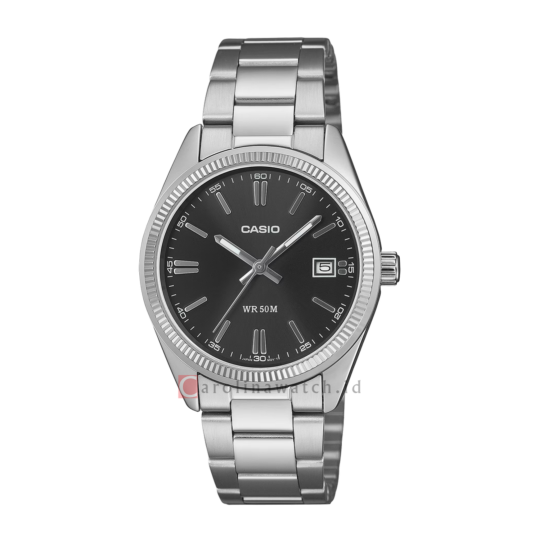 Jam Tangan Casio General UTP-1302PD-1A Men Black Dial Stainless Steel Band