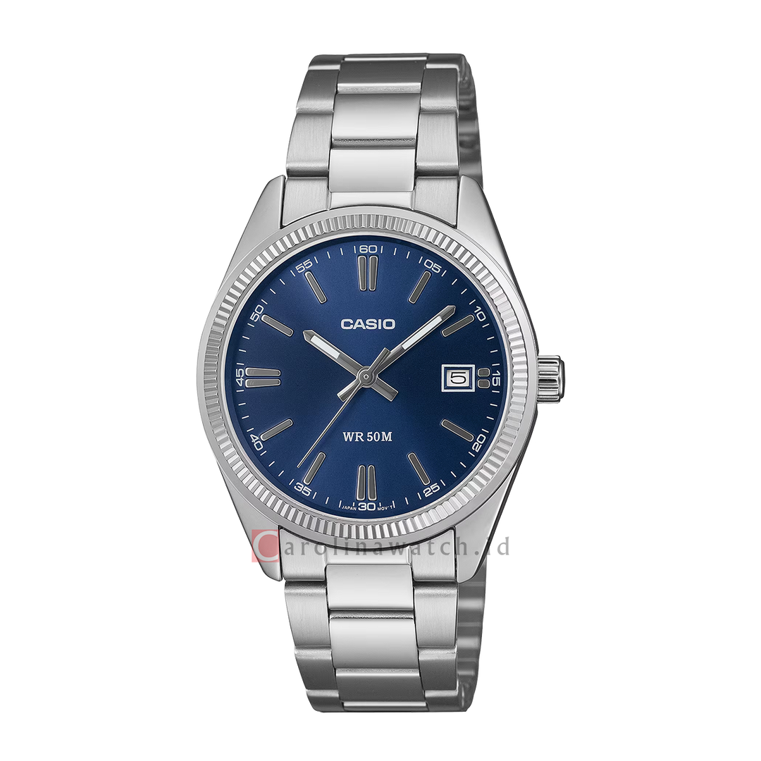 Jam Tangan Casio General UTP-1302PD-2A1 Men Blue Dial Stainless Steel Band