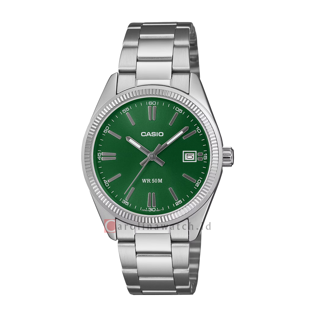Jam Tangan Casio General UTP-1302PD-3A1 Men Green Dial Stainless Steel Band