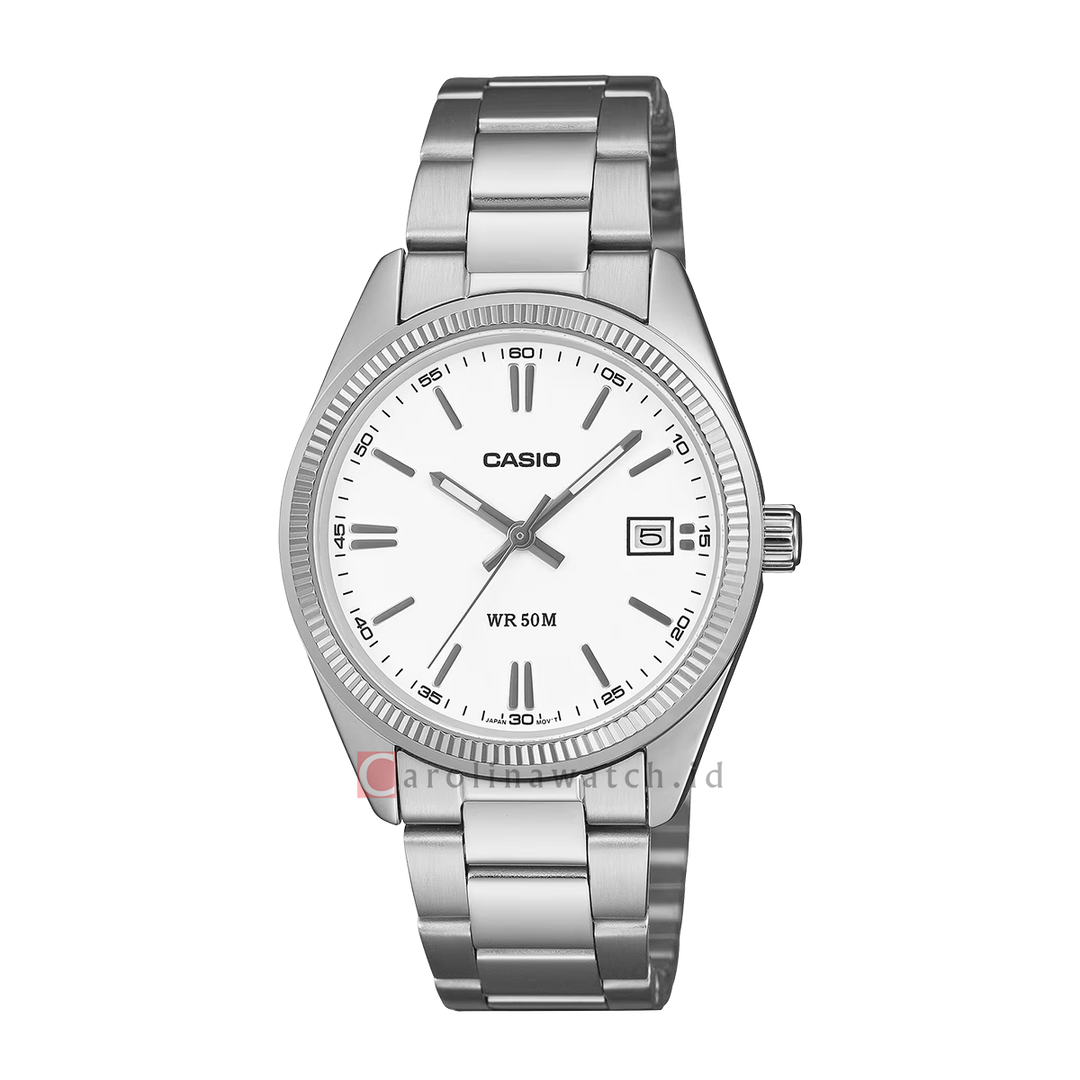 Jam Tangan Casio General UTP-1302PD-7A Men White Dial Stainless Steel Band