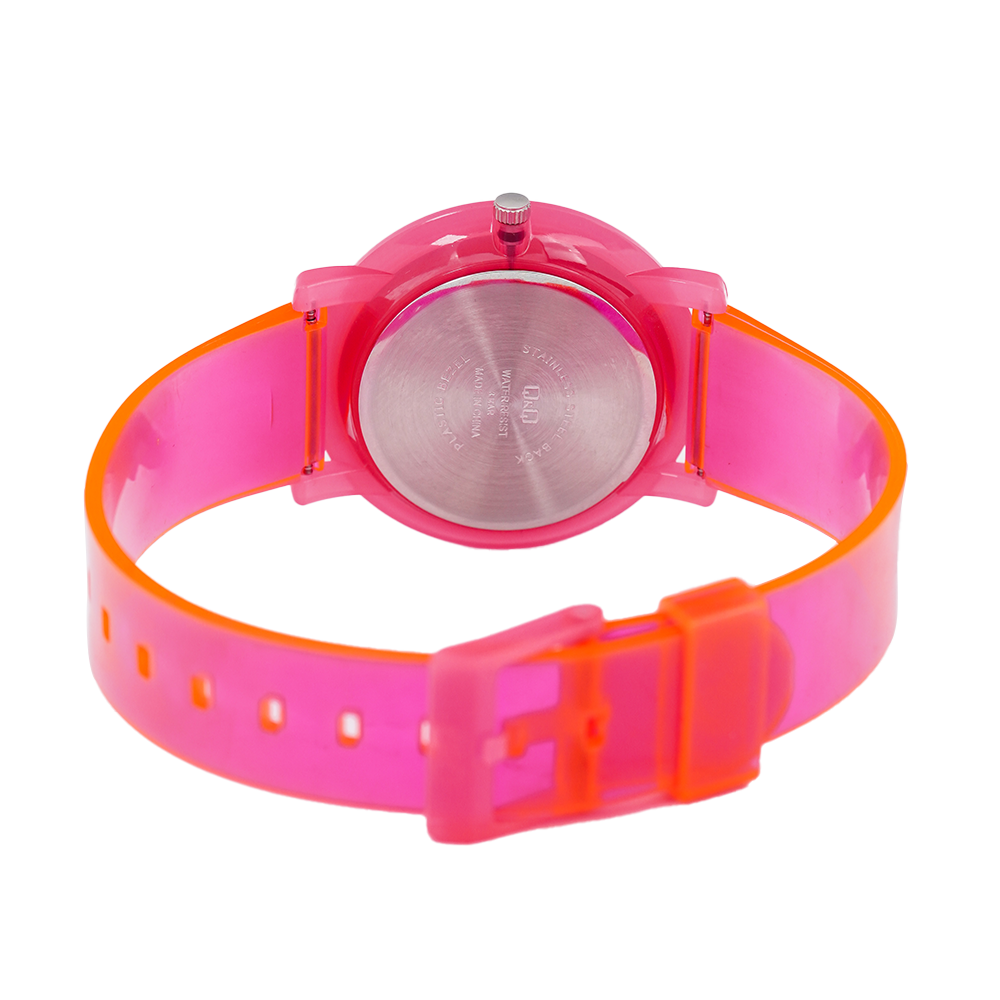 Jam Tangan Q&Q VQ94J011 Kids White Dial Pink Rubber Strap