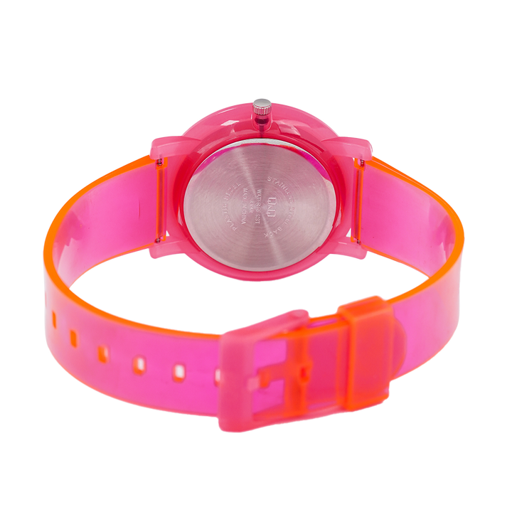 Jam Tangan Q&Q VQ94J011 Kids White Dial Pink Rubber Strap