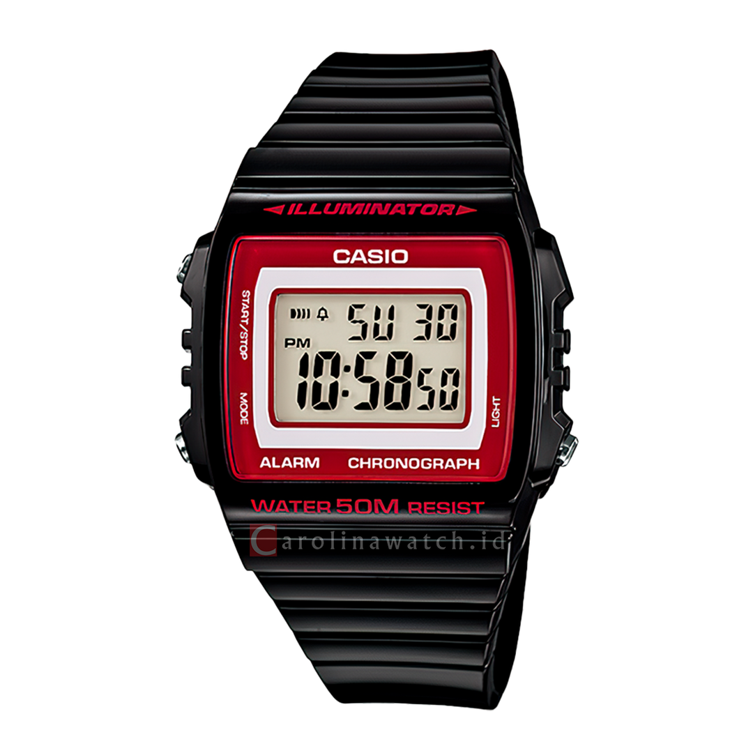 Jam Tangan Casio General W-215H-1A2 Unisex Digital Dial Black Resin Band