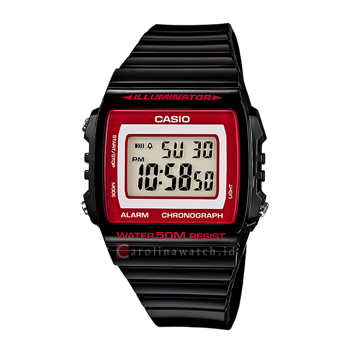 Jam Tangan Casio General W-215H-1A2 Unisex Digital Dial Black Resin Band