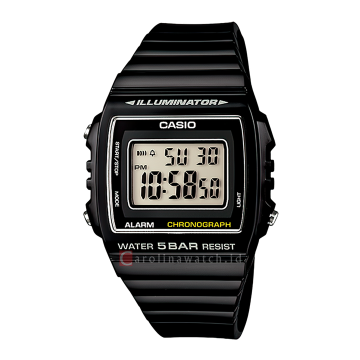 Jam Tangan Casio W-215H-1A Men Digital Dial Black Resin Band