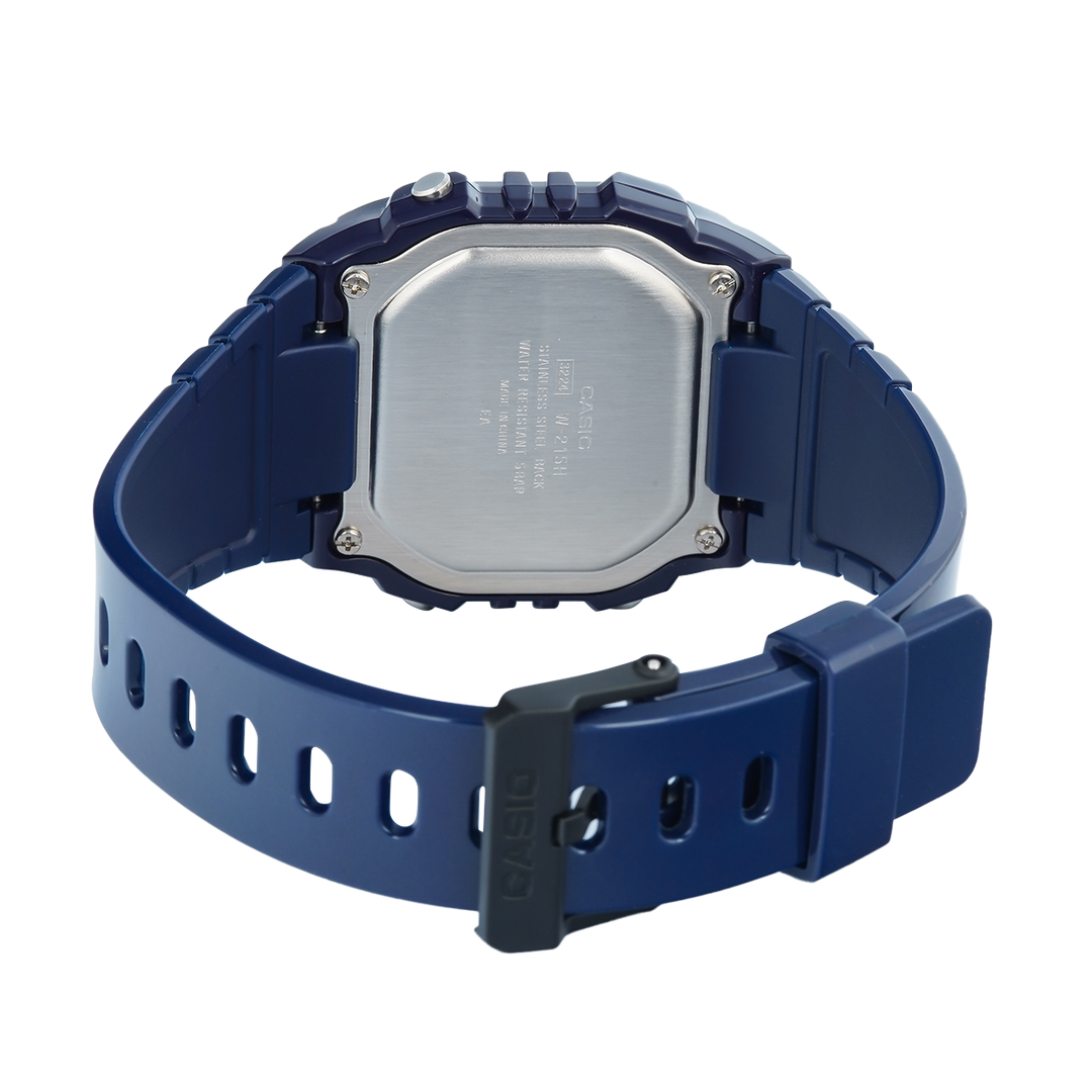 Jam Tangan Casio General W-215H-2A Unisex Digital Dial Blue Resin Band