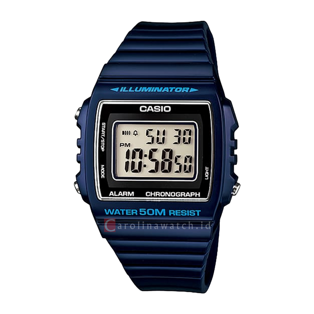 Jam Tangan Casio General W-215H-2A Unisex Digital Dial Blue Resin Band