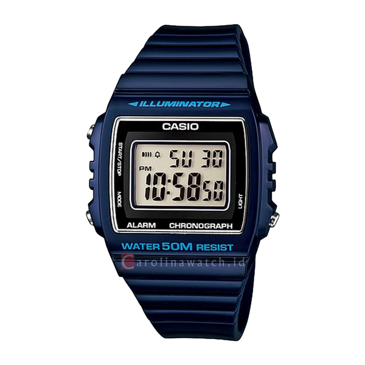 Jam Tangan Casio General W-215H-2A Unisex Digital Dial Blue Resin Band