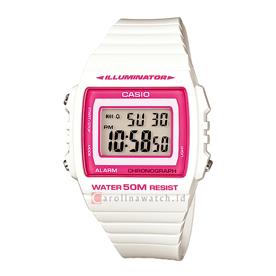 Jam Tangan Casio W-215H-7A2 Women Digital Dial White Resin Band