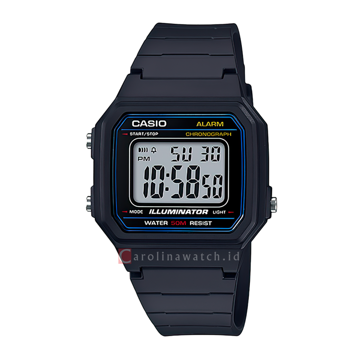 Jam Tangan Casio W-217H-1A Men Digital Dial Black Resin Band