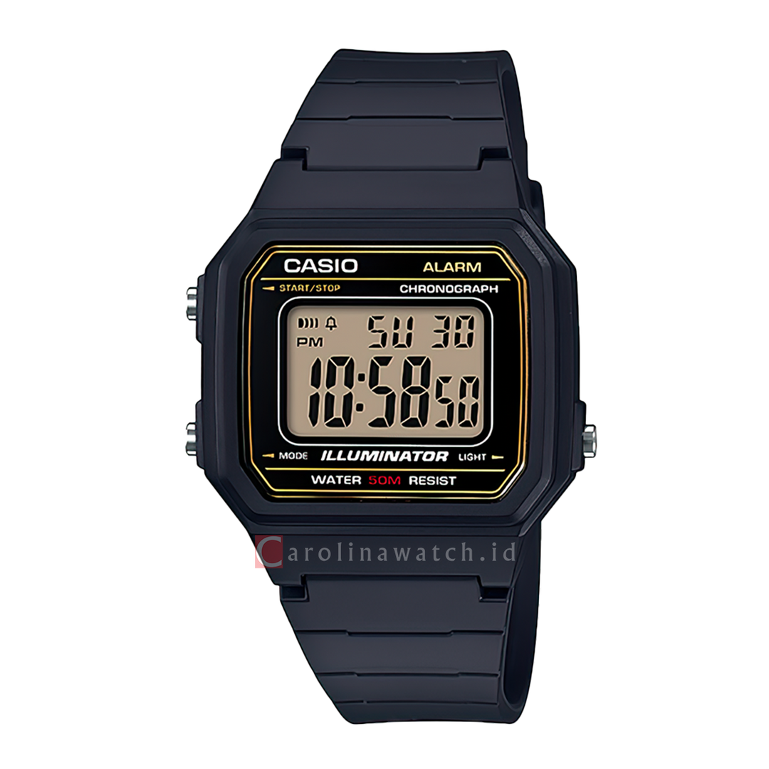 Jam Tangan Casio W-217H-9A Men Digital Dial Black Resin Band