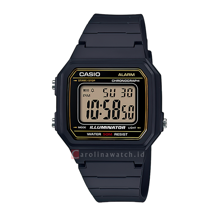 Jam Tangan Casio W-217H-9A Men Digital Dial Black Resin Band