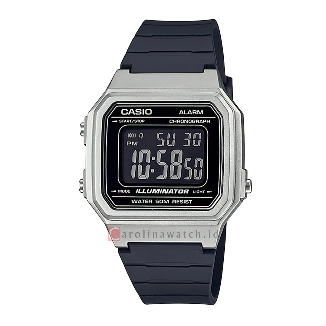 Jam Tangan Casio W-217HM-7B Men Digital Dial Black Resin Band