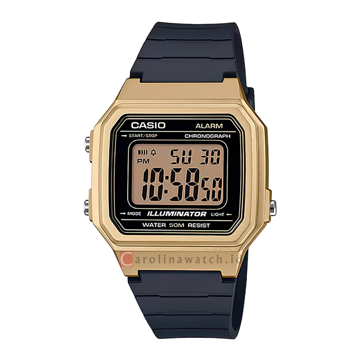 Jam Tangan Casio W-217HM-9A Women Digital Dial Black Resin Band