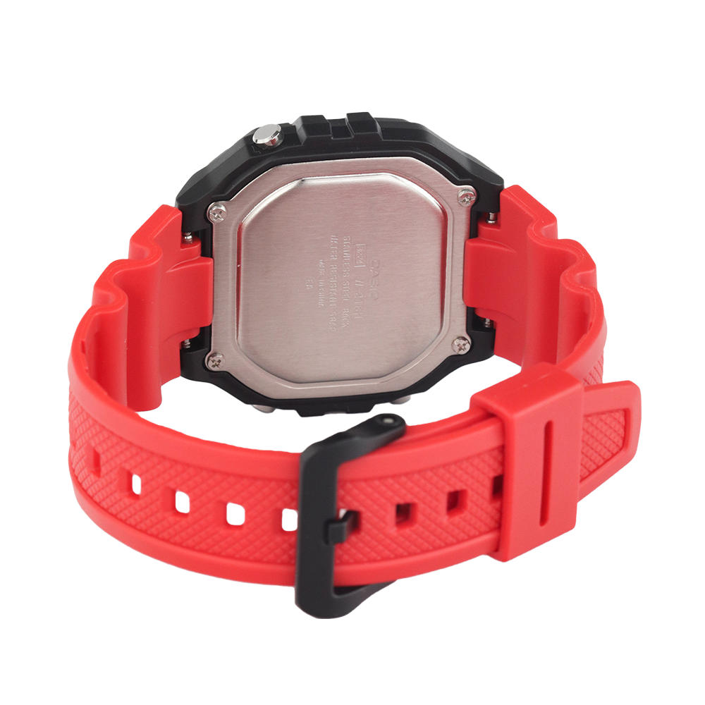 Jam Tangan Casio W-218H-4B Men Digital Dial Red Resin Band