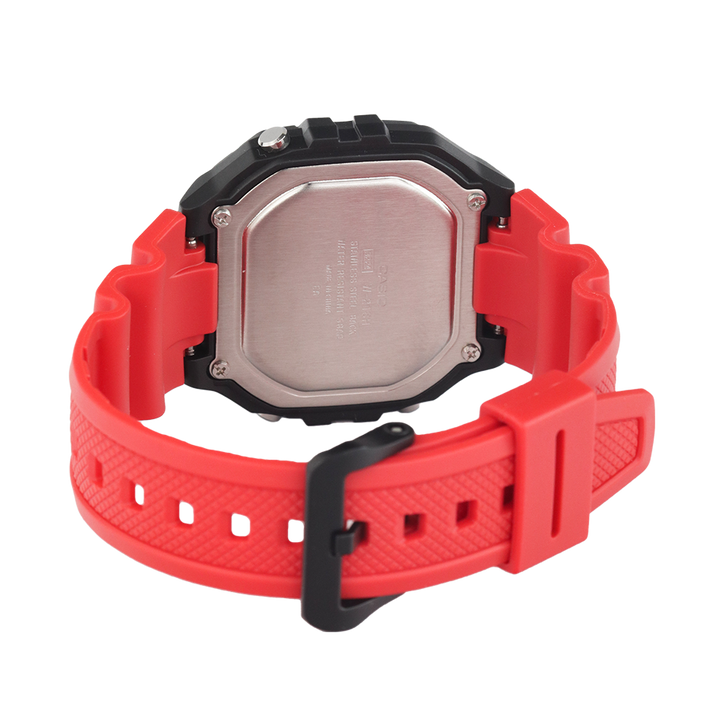 Jam Tangan Casio W-218H-4B Men Digital Dial Red Resin Band