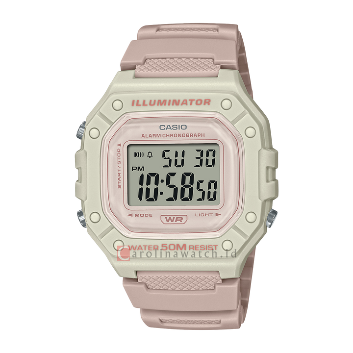 Jam Tangan Casio W-218HC-4A2 Unisex Digital Dial Pink Resin Band