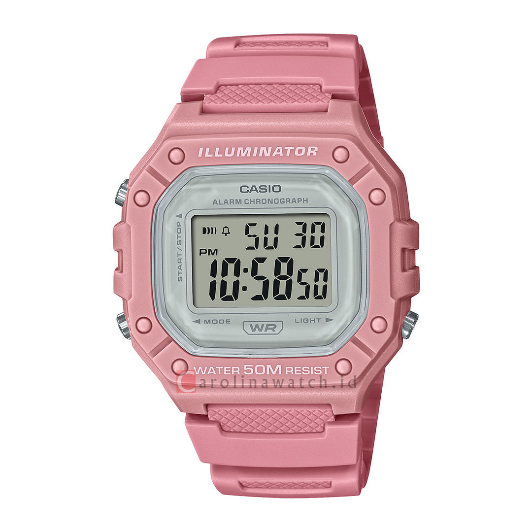 Jam Tangan Casio W-218HC-4A Women Digital Dial Pink Resin Band