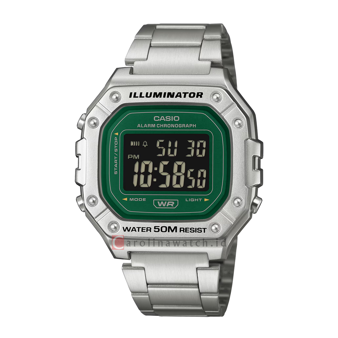Jam Tangan Casio General W-218HD-3A Men Digital Dial Stainless Steel Band