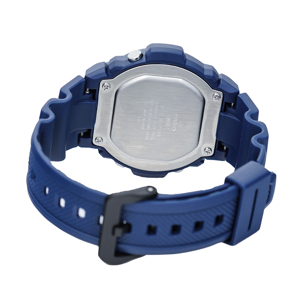 Jam Tangan Casio W-219H-2A Men Digital Dial Blue Navy Resin Band