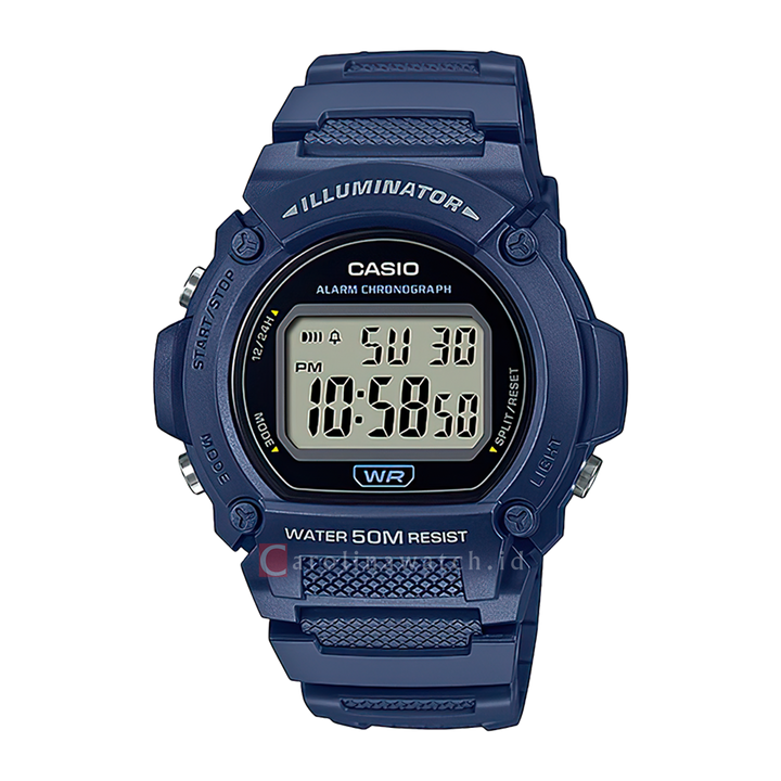 Jam Tangan Casio W-219H-2A Men Digital Dial Blue Navy Resin Band