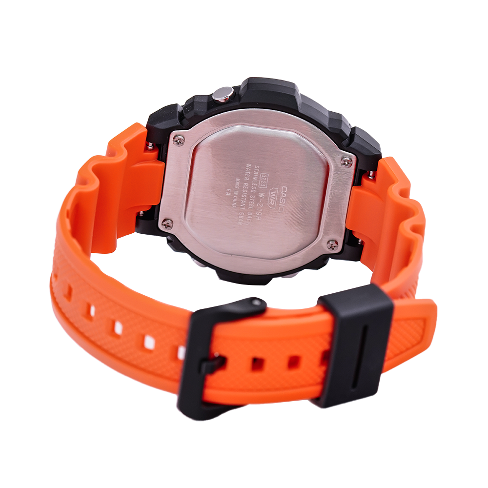 Jam Tangan Casio General W-219H-4A Men Digital Dial Orange Resin Strap