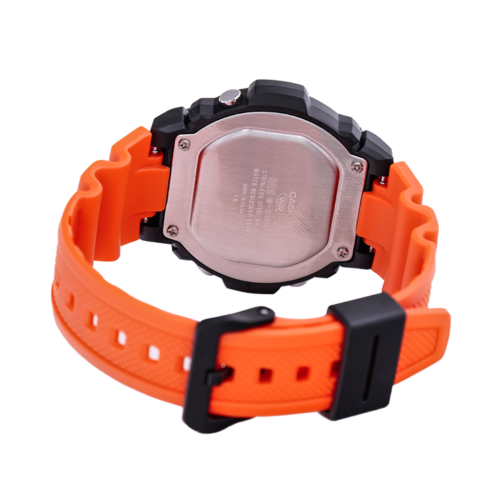 Jam Tangan Casio General W-219H-4A Men Digital Dial Orange Resin Strap