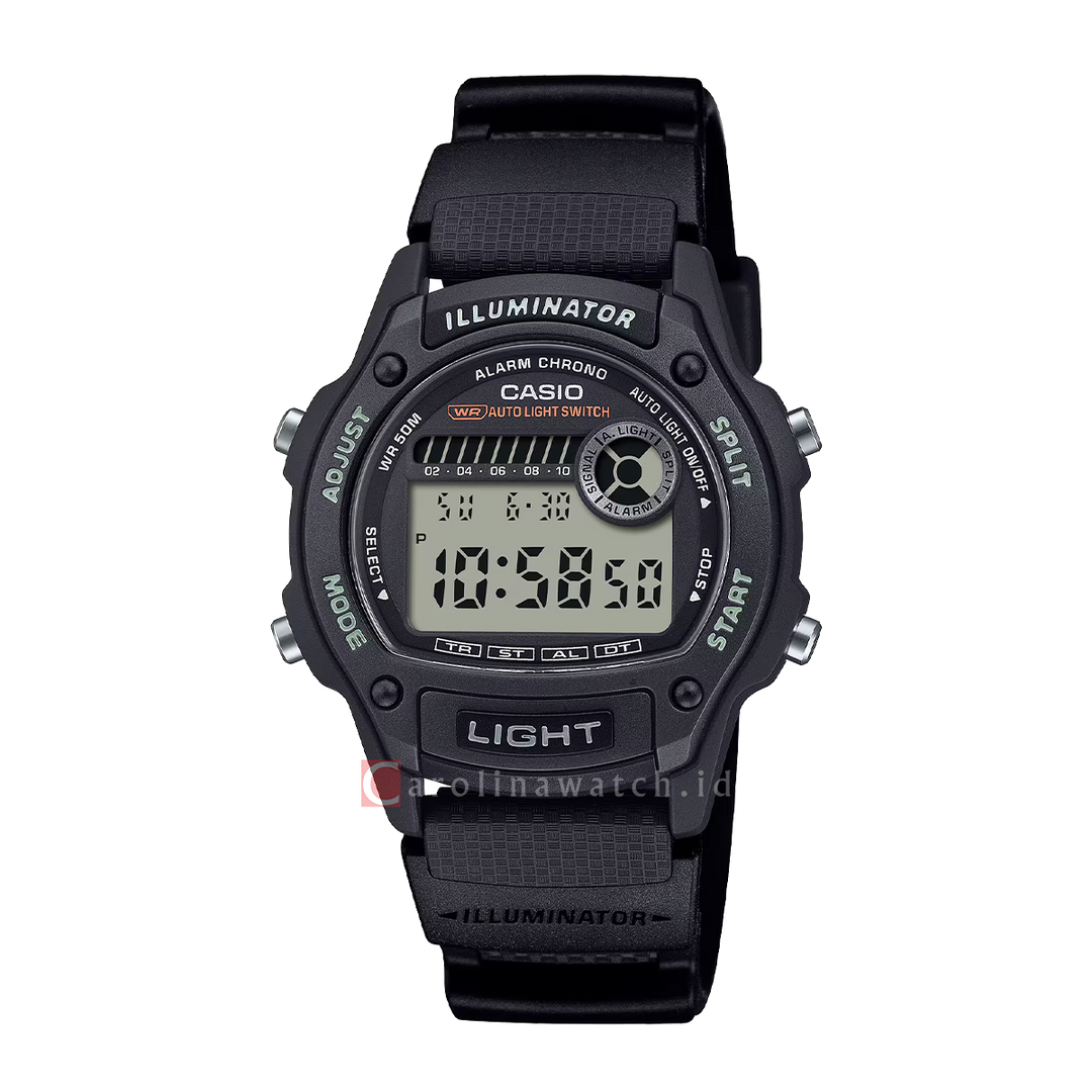 Jam Tangan Casio Standard W-220H-1A Men Digital Dial Black Resin Band